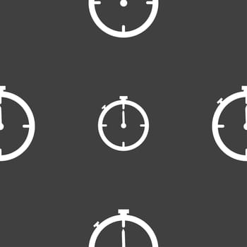 Timer sign icon. Stopwatch symbol.. Seamless pattern on a gray background. illustration