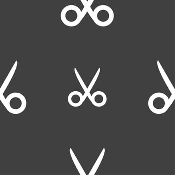 Scissors hairdresser sign icon. Tailor symbol. Seamless pattern on a gray background. illustration