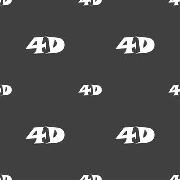 4D sign icon. 4D New technology symbol. Seamless pattern on a gray background. illustration