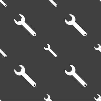 Wrench key sign icon. Service tool symbol. Seamless pattern on a gray background. illustration