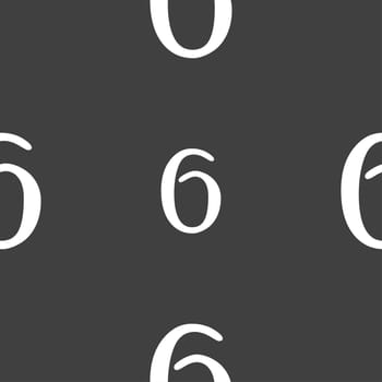 number six icon sign. Seamless pattern on a gray background. illustration