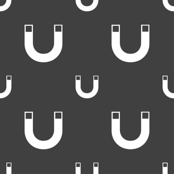 magnet sign icon. horseshoe it symbol. Repair sig. Seamless pattern on a gray background. illustration
