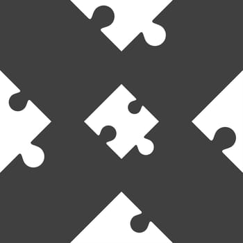 Puzzle piece icon sign. Seamless pattern on a gray background. illustration