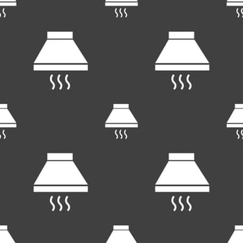 Kitchen hood icon sign. Seamless pattern on a gray background. illustration