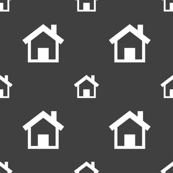 Home sign icon. Main page button. Navigation symbol. Seamless pattern on a gray background. illustration