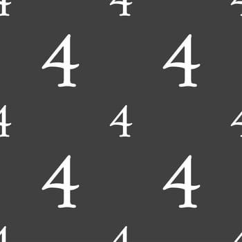 number four icon sign. Seamless pattern on a gray background. illustration