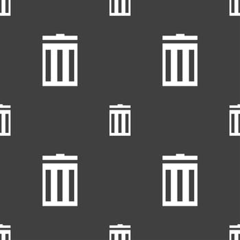 Recycle bin sign icon. Symbol. Seamless pattern on a gray background. illustration