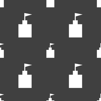 tower icon. Set Flat modern. Seamless pattern on a gray background. illustration