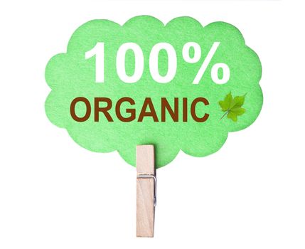 Eco friendly label. 100% organic, isolated on white background, clipping path.