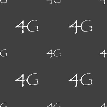 4G sign icon. Mobile telecommunications technology symbol. Seamless pattern on a gray background. illustration