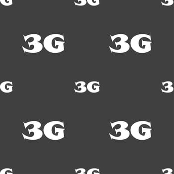 3G sign icon. Mobile telecommunications technology symbol. Seamless pattern on a gray background. illustration