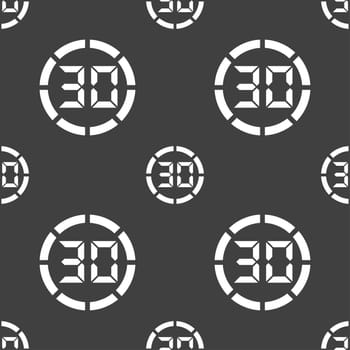 30 second stopwatch icon sign. Seamless pattern on a gray background. illustration