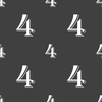 number four icon sign. Seamless pattern on a gray background. illustration