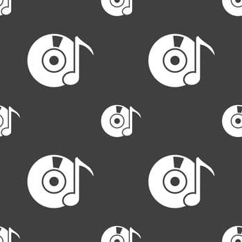 CD or DVD icon sign. Seamless pattern on a gray background. illustration