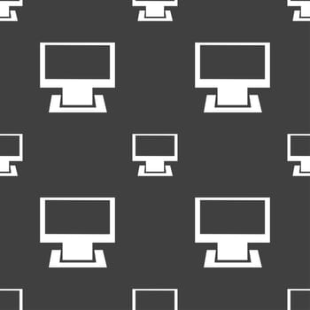 Computer widescreen monitor sign icon. Seamless pattern on a gray background. illustration