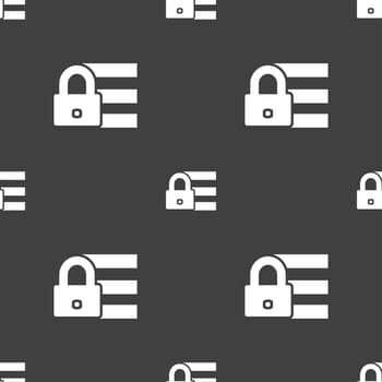 Lock, login icon sign. Seamless pattern on a gray background. illustration