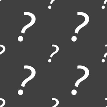 Question mark sign icon. Help symbol. FAQ sign. Seamless pattern on a gray background. illustration