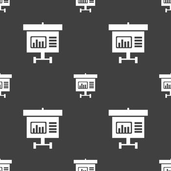 Graph icon sign. Seamless pattern on a gray background. illustration