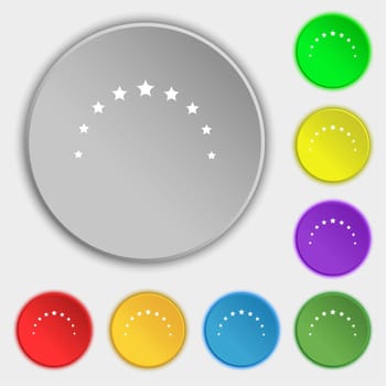 Star sign icon. Favorite button. Navigation symbol. Symbols on eight flat buttons. illustration