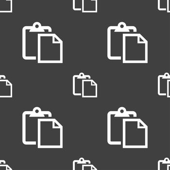 Edit document sign icon. Seamless pattern on a gray background. illustration