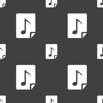 Audio, MP3 file icon sign. Seamless pattern on a gray background. illustration