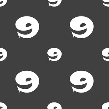 number Nine icon sign. Seamless pattern on a gray background. illustration