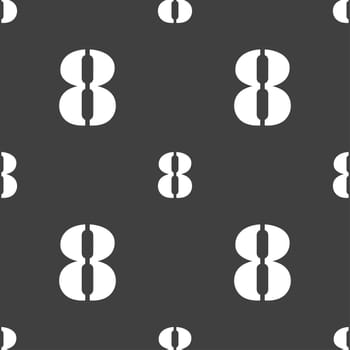 number Eight icon sign. Seamless pattern on a gray background. illustration