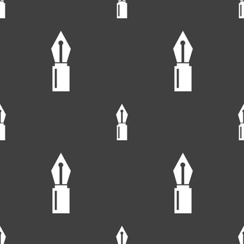 Pen sign icon. Edit content button. Seamless pattern on a gray background. illustration