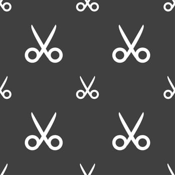 Scissors hairdresser sign icon. Tailor symbol. Seamless pattern on a gray background. illustration