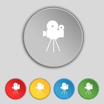 Video camera sign icon.content button. Set colourful buttons. illustration