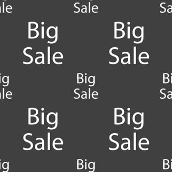 Big sale sign icon. Special offer symbol. Seamless pattern on a gray background. illustration