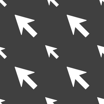 Cursor, arrow icon sign. Seamless pattern on a gray background. illustration