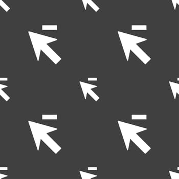 Cursor, arrow minus icon sign. Seamless pattern on a gray background. illustration