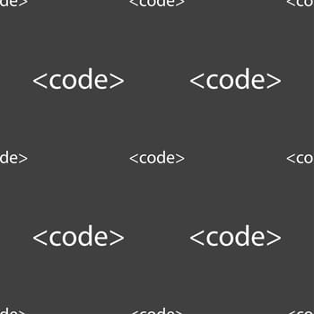 Code sign icon. Programming language symbol. Seamless pattern on a gray background. illustration