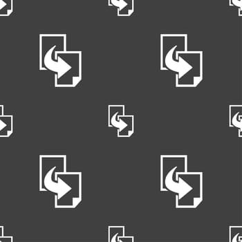 Copy file sign icon. Duplicate document symbol. Seamless pattern on a gray background. illustration