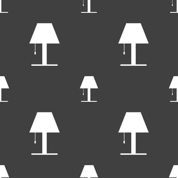 Lamp icon sign. Seamless pattern on a gray background. illustration