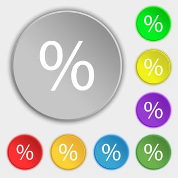 Discount percent sign icon. Modern interface website buttons. Symbols on eight flat buttons. illustration