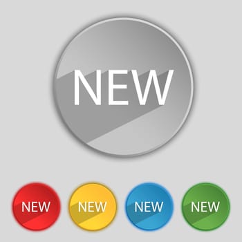 New sign icon. arrival button symbol. Set of colored buttons. illustration