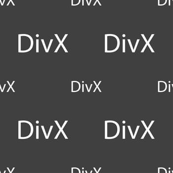 DivX video format sign icon. symbol. Seamless pattern on a gray background. illustration