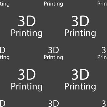 3D Print sign icon. 3d-Printing symbol. Seamless pattern on a gray background. illustration