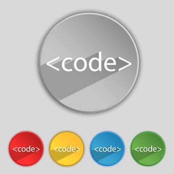 Code sign icon. Programming language symbol. Set of colored buttons. illustration