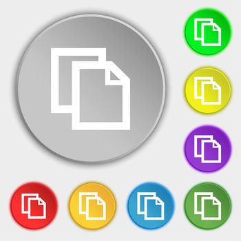 Edit document sign icon. content button.. Symbols on eight flat buttons. illustration