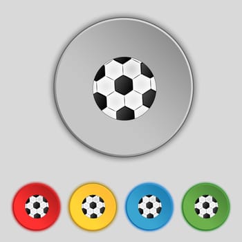 Football ball sign icon. Soccer Sport symbol. Set colourful buttons. illustration