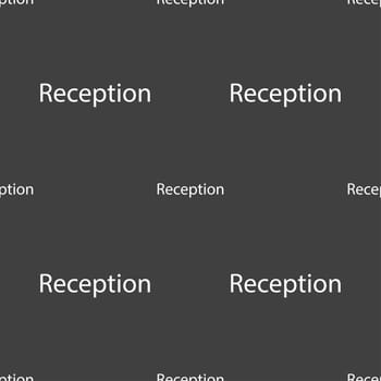 Reception sign icon. Hotel registration table symbol. Seamless pattern on a gray background. illustration