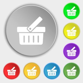 Shopping Cart sign icon. Online buying button. Symbols on eight flat buttons. illustration