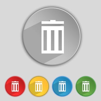 Recycle bin sign icon. Symbol. Set of colored buttons. illustration