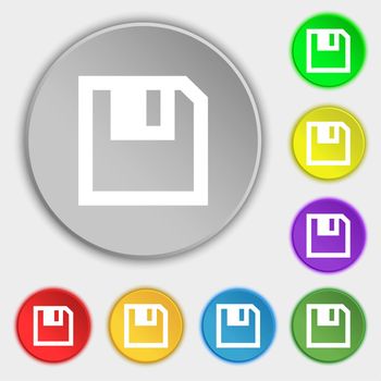 floppy icon. Flat modern design. Symbols on eight flat buttons. illustration