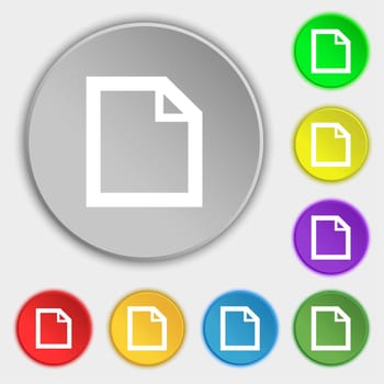 Edit document sign icon. content button. Symbols on eight flat buttons. illustration