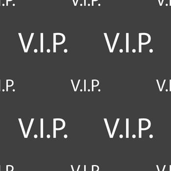 Vip sign icon. Membership symbol. Very important person. Seamless pattern on a gray background. illustration