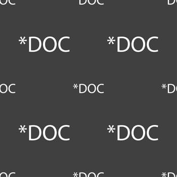 File document icon. Download doc button. Doc file extension symbol. Seamless pattern on a gray background. illustration